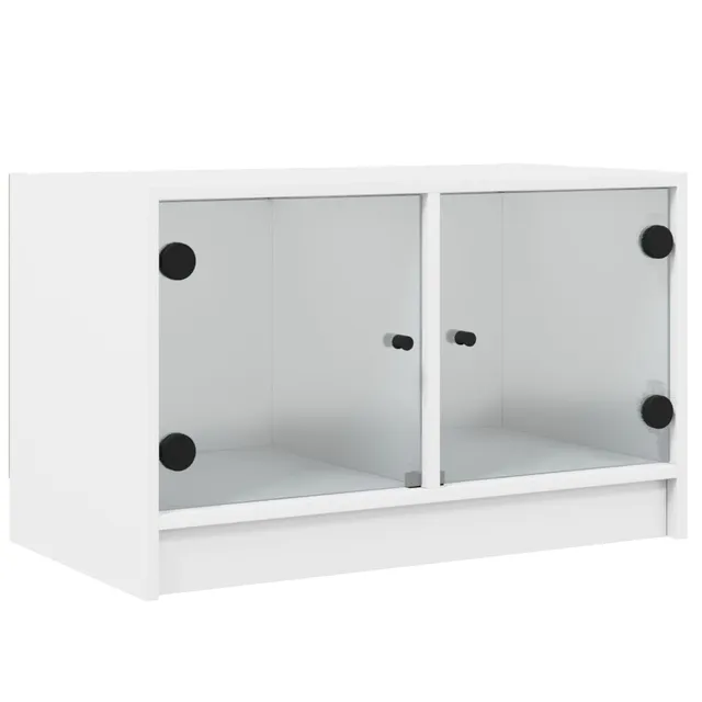 vidaXL TV-Schrank Glastüren Weiß 68x37x42 cm Lowboard