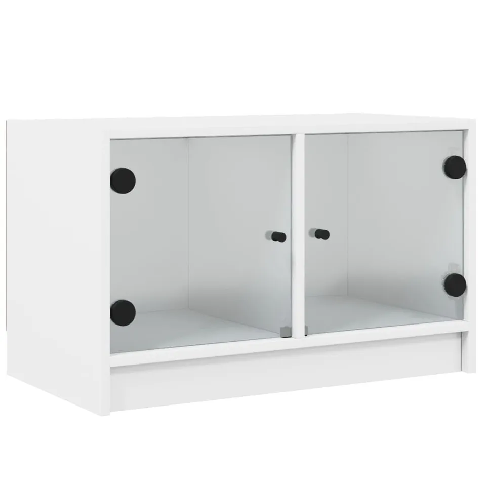 vidaXL TV-Schrank Glastüren Weiß 68x37x42 cm Lowboard