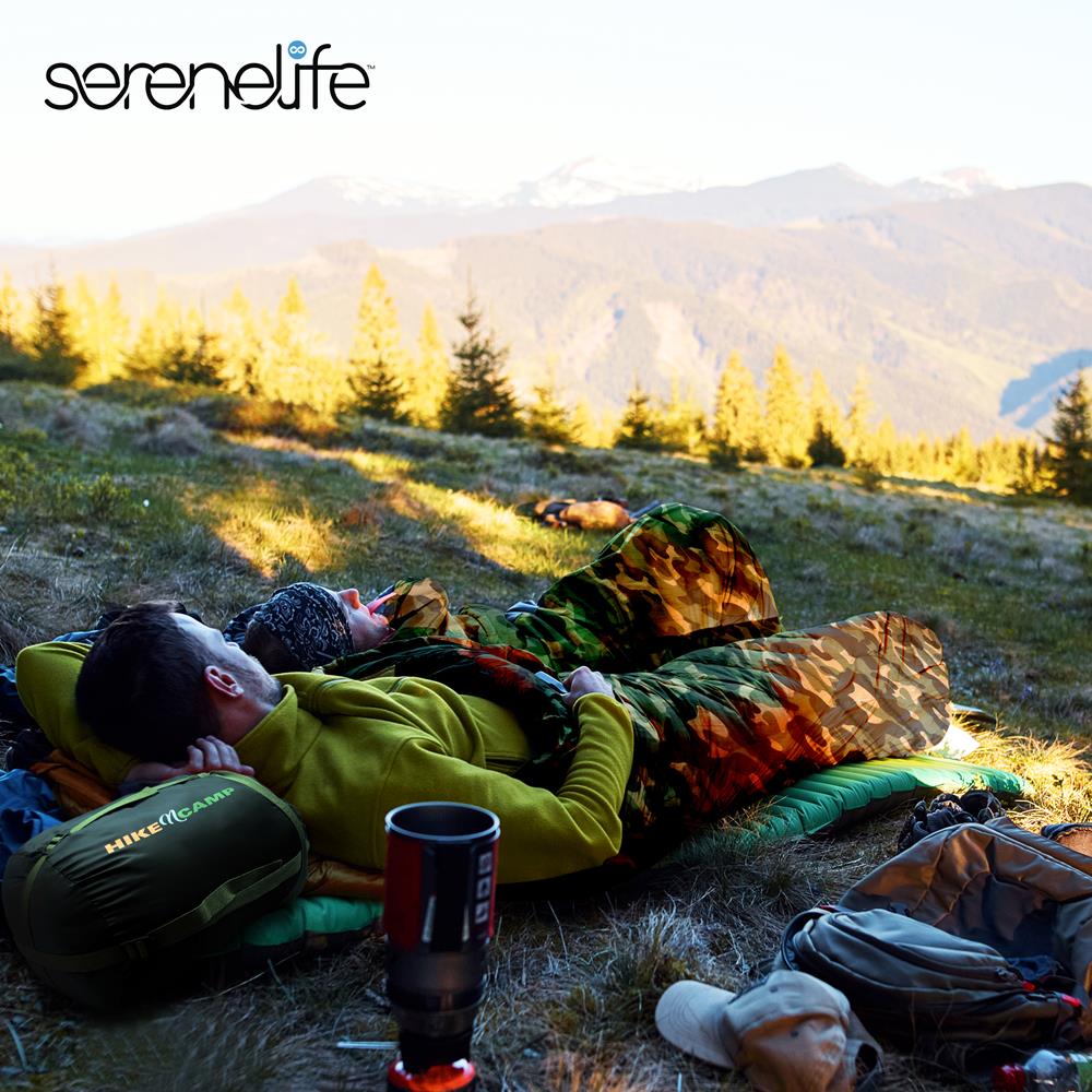 Serenelife Camping Doppelschlafsack Camouflage mit Kissen