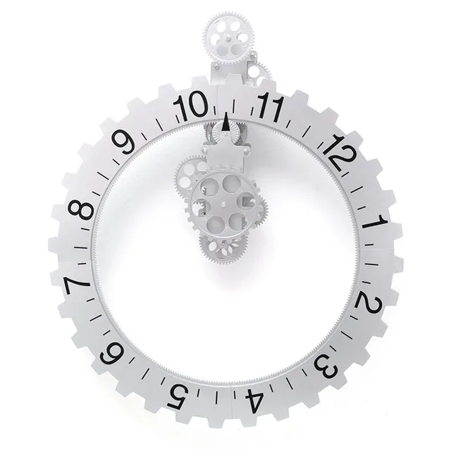 Kikkerland Home Big Wheel Wanduhr Silber Zahnraeder