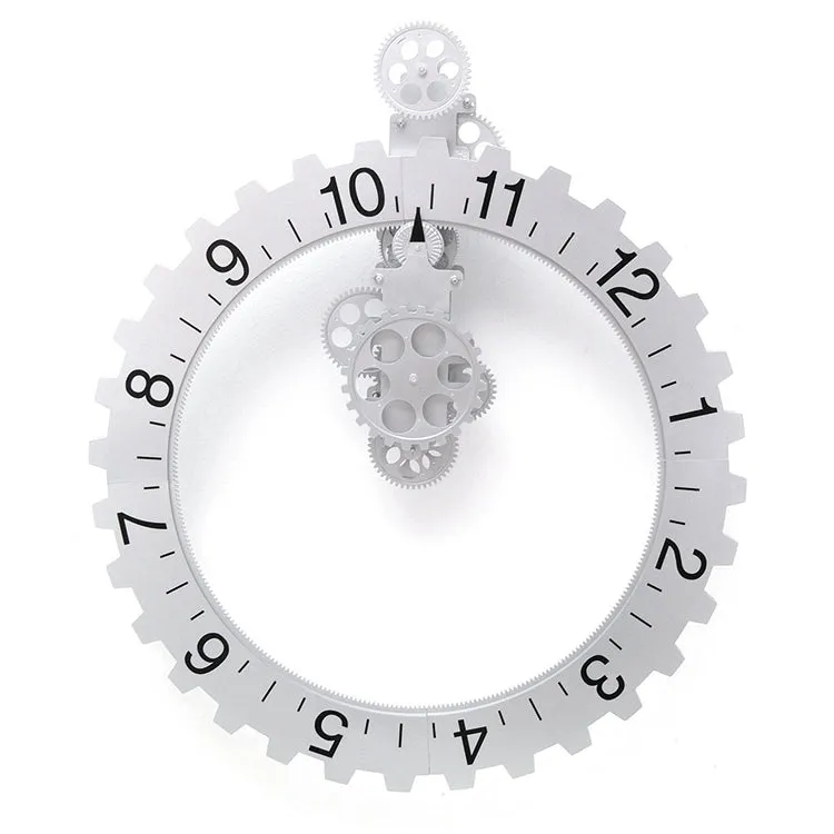 Kikkerland Home Big Wheel Wanduhr Silber Zahnraeder