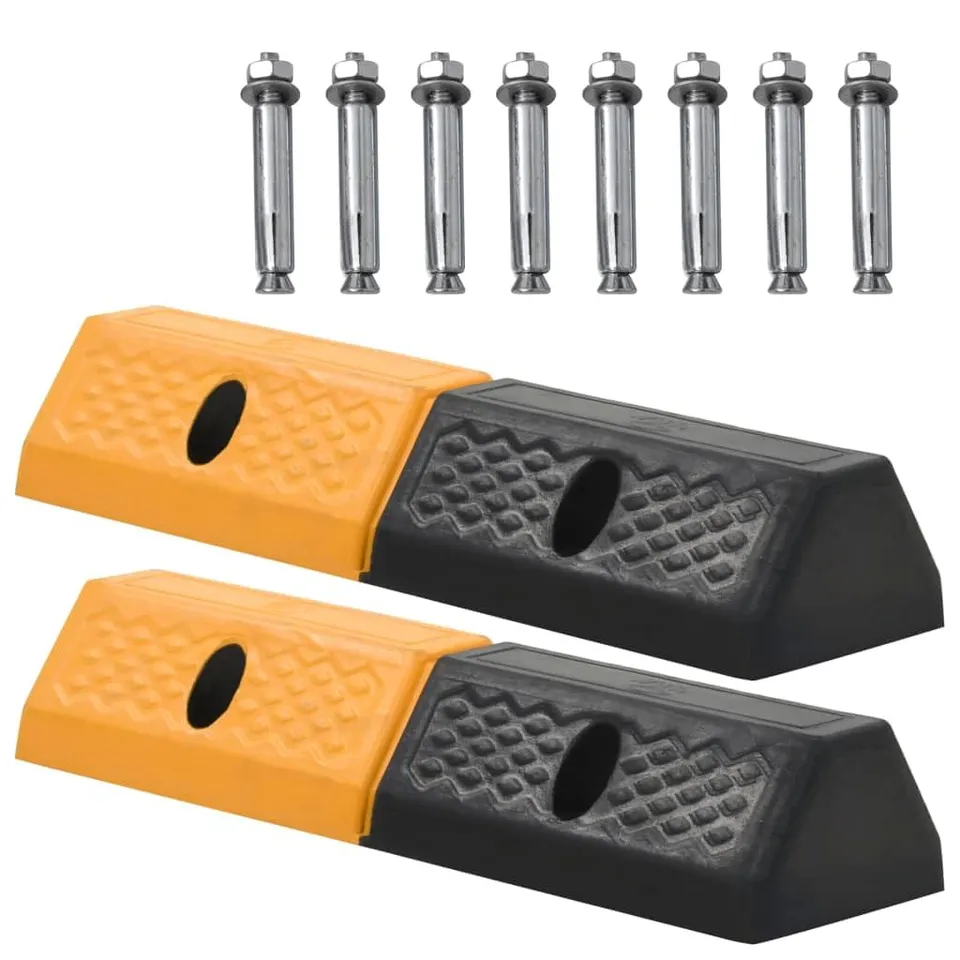 vidaXL Radstopper 2er Set Gummi 49x15x9 cm Reflektor