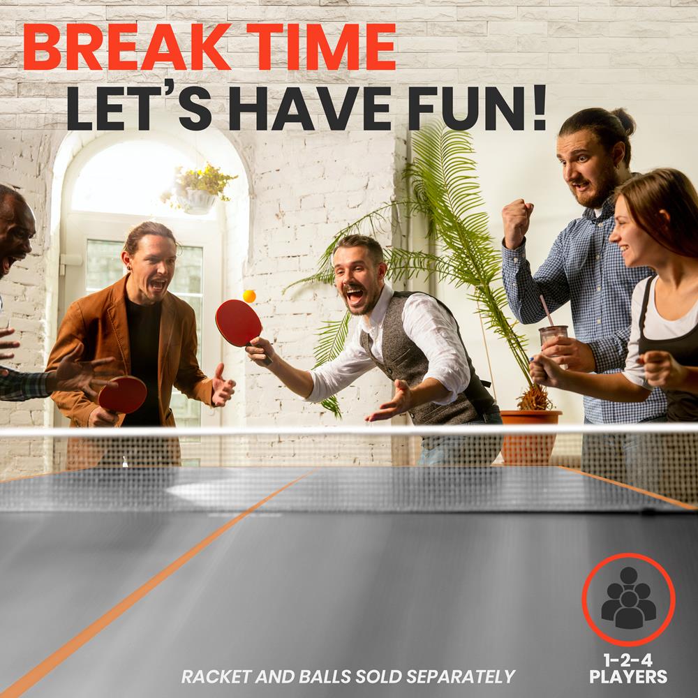 Serenelife Game Tischtennisplatte grau klappbar MDF mit Netz