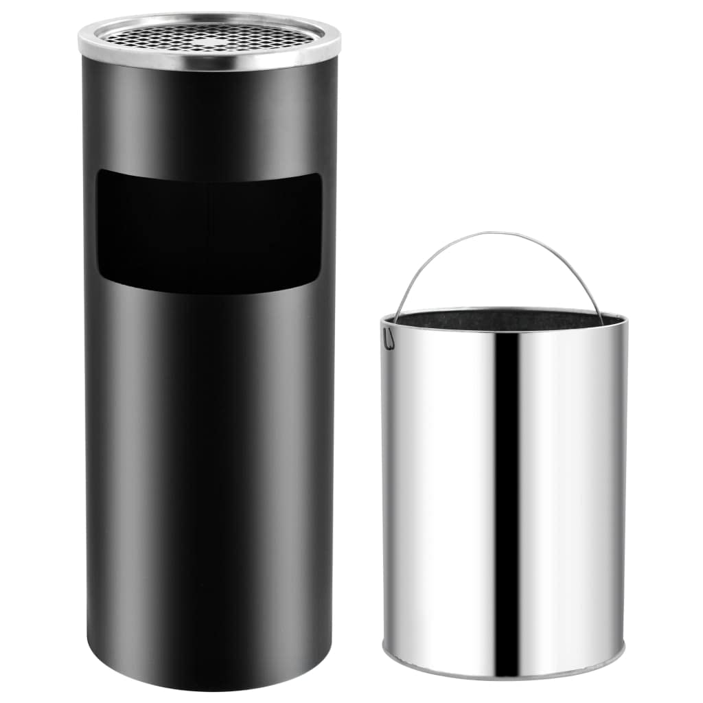 vidaXL Mülleimer Aschenbecher 30L Edelstahl Silber