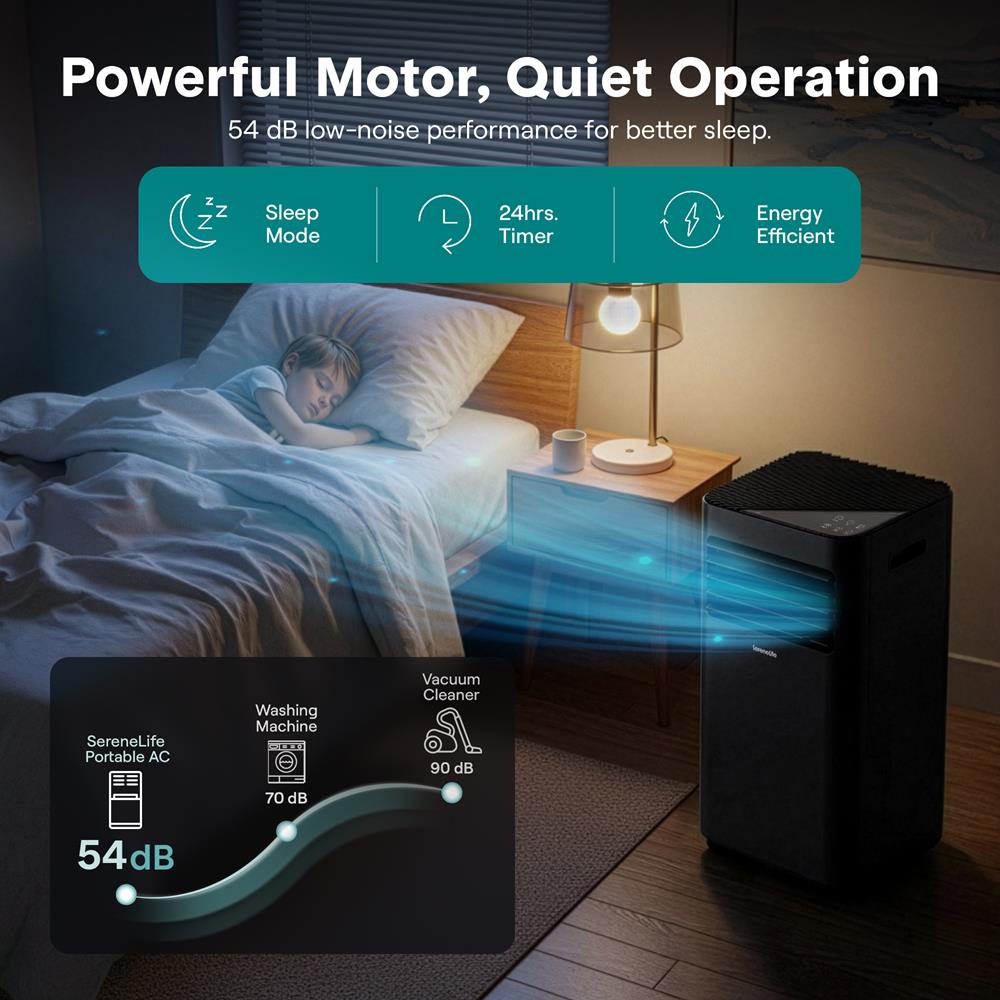 Serenelife Portable AC Klimagerät 8000BTU schwarz mobil