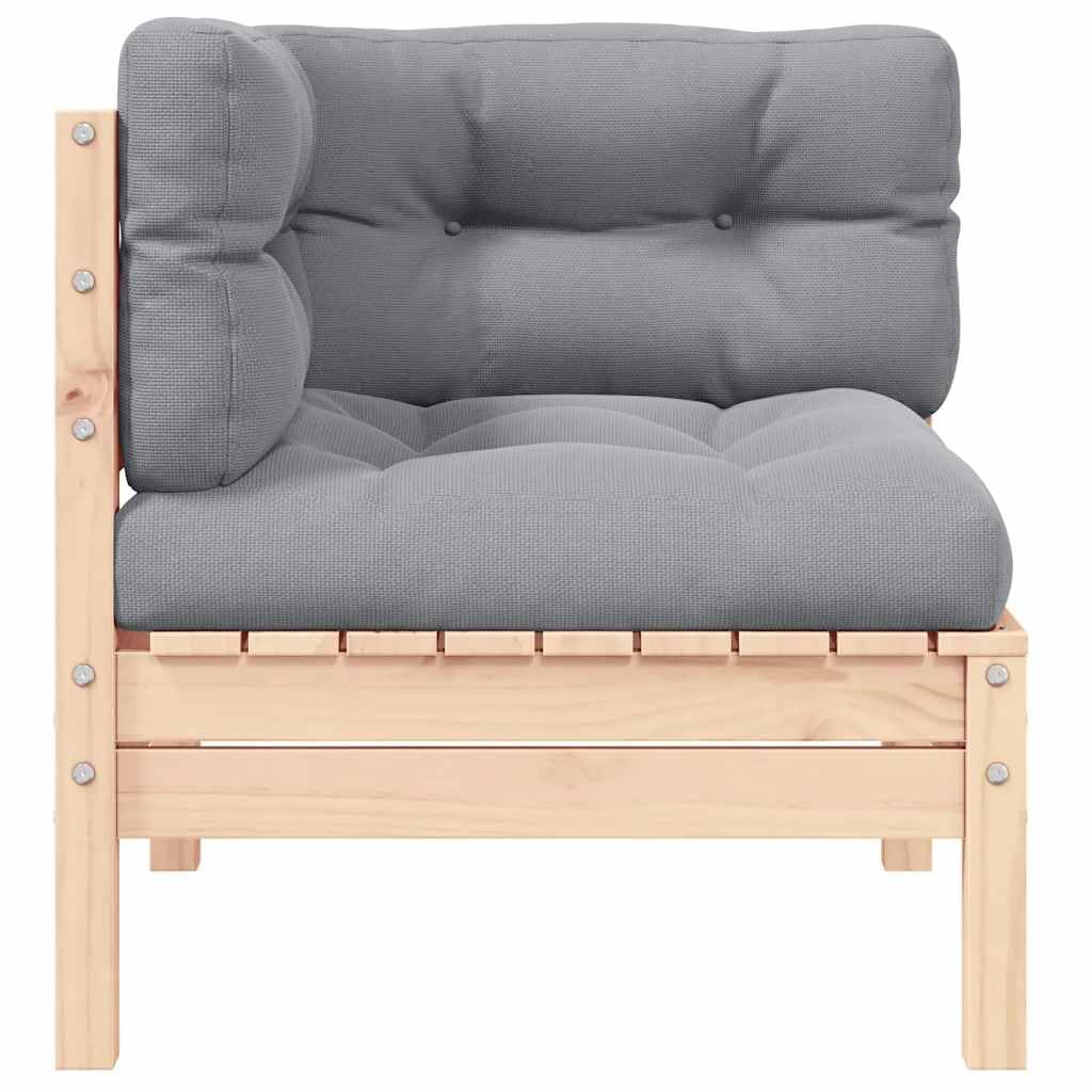 vidaXL Garten Ecksofa Modular Kiefer Braun Grau Kissen Lounge