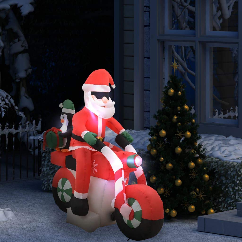 vidaXL Heim & Garten Weihnachtsmann auf Motorrad Deko LED 160cm