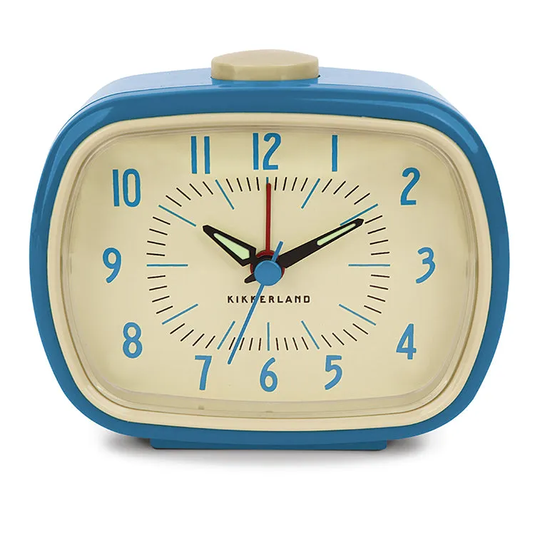 Kikkerland Home Retro Wecker Blau Analog mit Licht