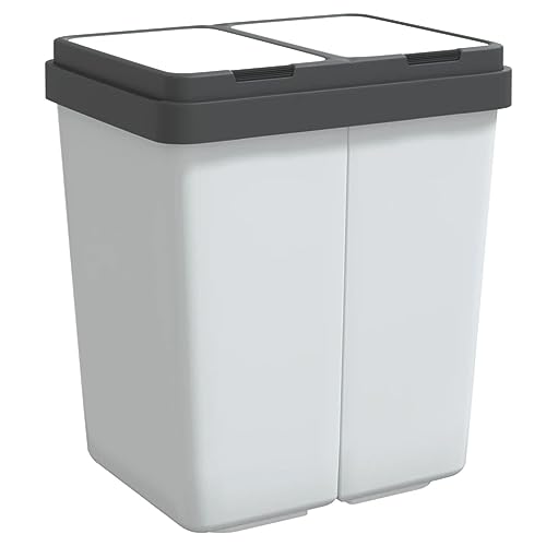 vidaXL Duo Mülleimer Weiß 2x25 L Trennsystem Küche