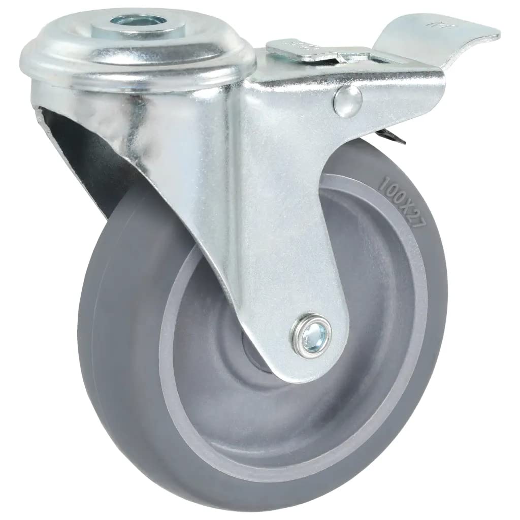 vidaXL 8x Lenkrollen 100 mm mit Rückenloch und Bremse TPR