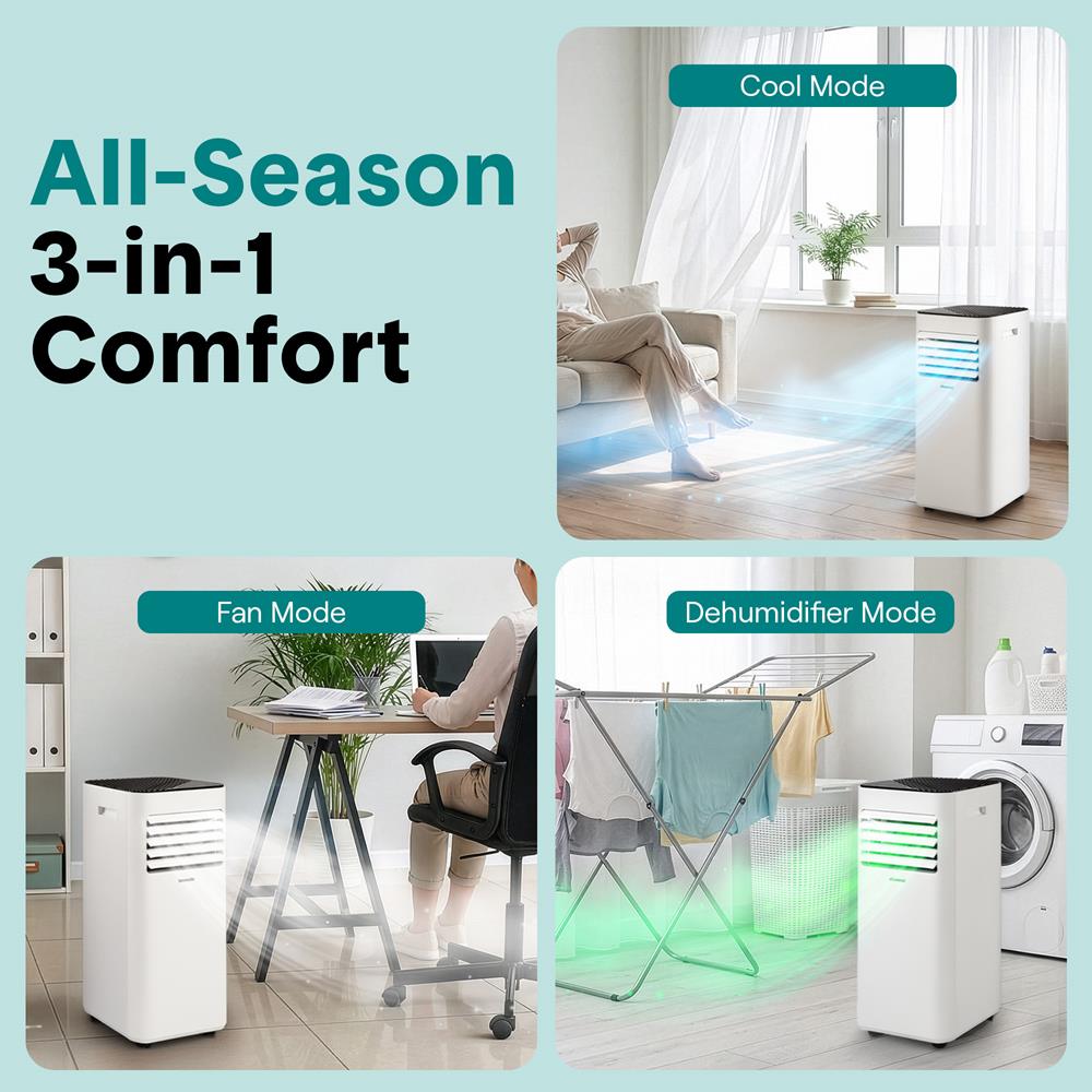Serenelife Portable AC Klimagerät 10000 BTU Weiß Entfeuchter