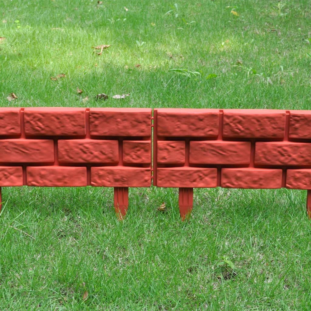 vidaXL Rasenkante Rot Gartenpalisade 5m 11-teilig Polypropylen