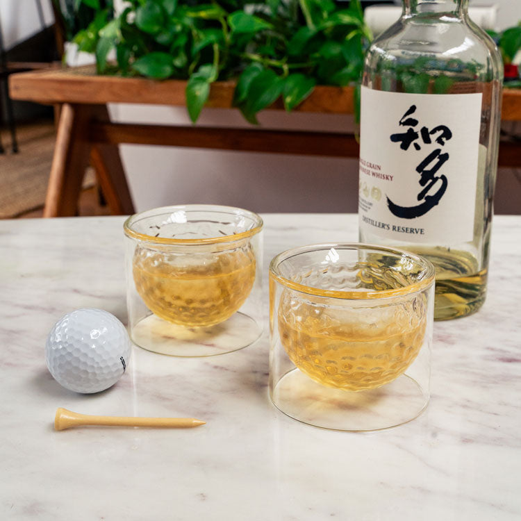 Kikkerland Home Golf Ball Whiskygläser 2er-Set 175 ml doppelwandig