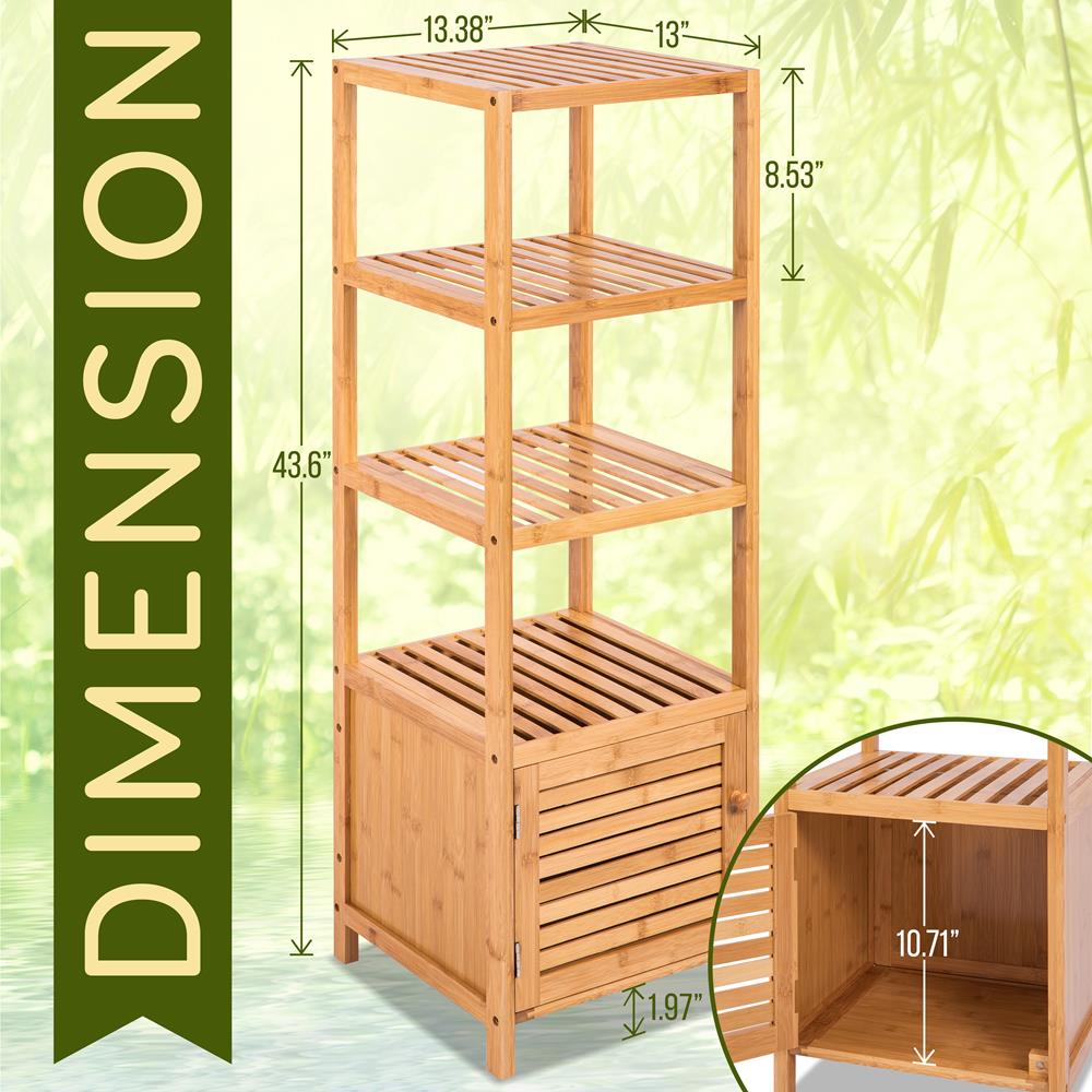 Serenelife Bambusregal 5 Ebenen mit Schrank 33 lbs