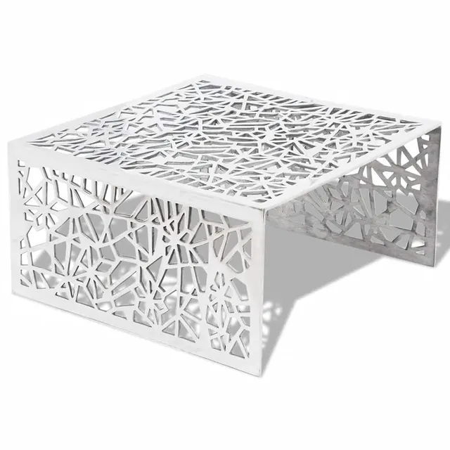 vidaXL Möbel Couchtisch Aluminium silbern 69x69x35 cm Lochmuster