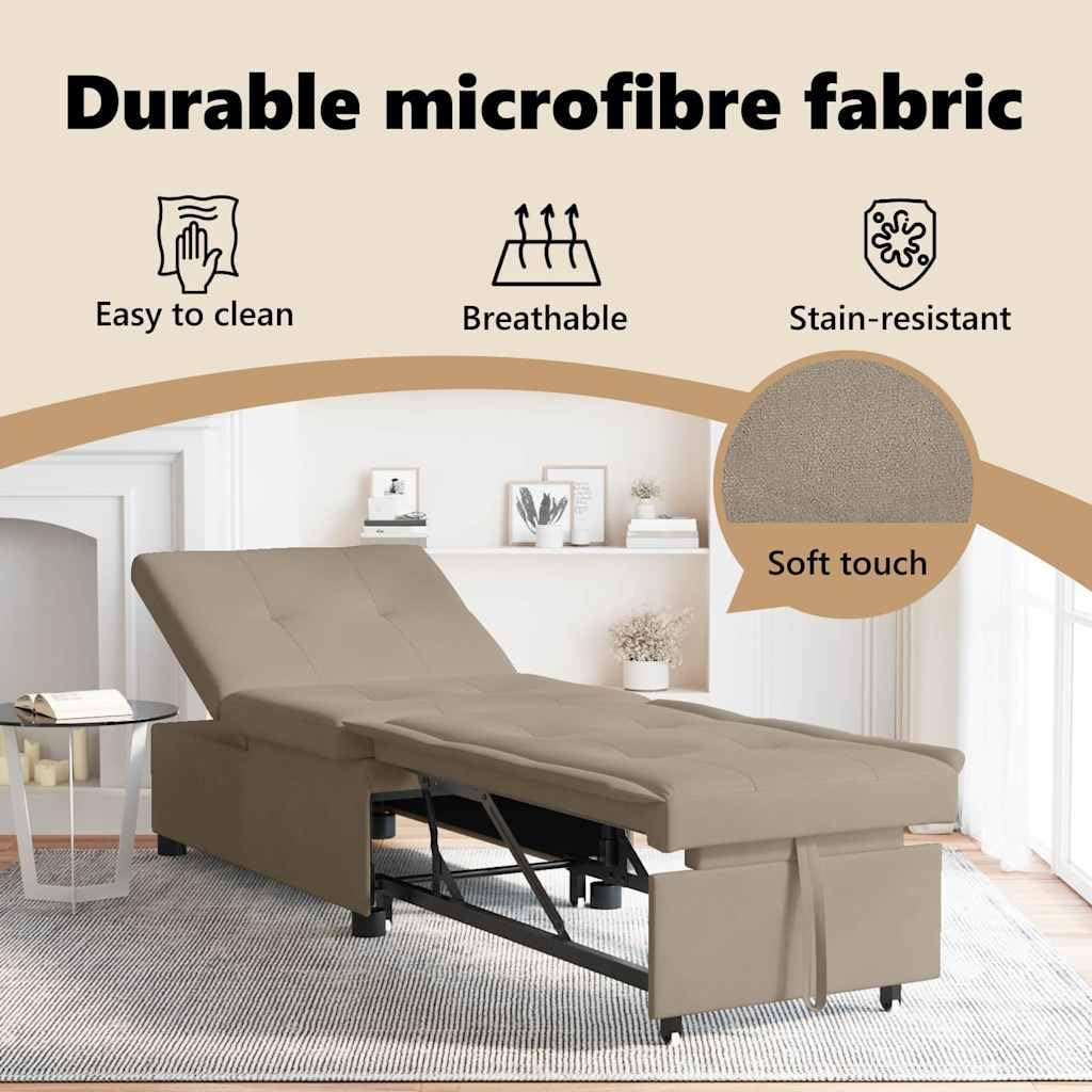 vidaXL Möbel Schlafsofa 194x67x82 Taupe Mikrofaser ausziehbar