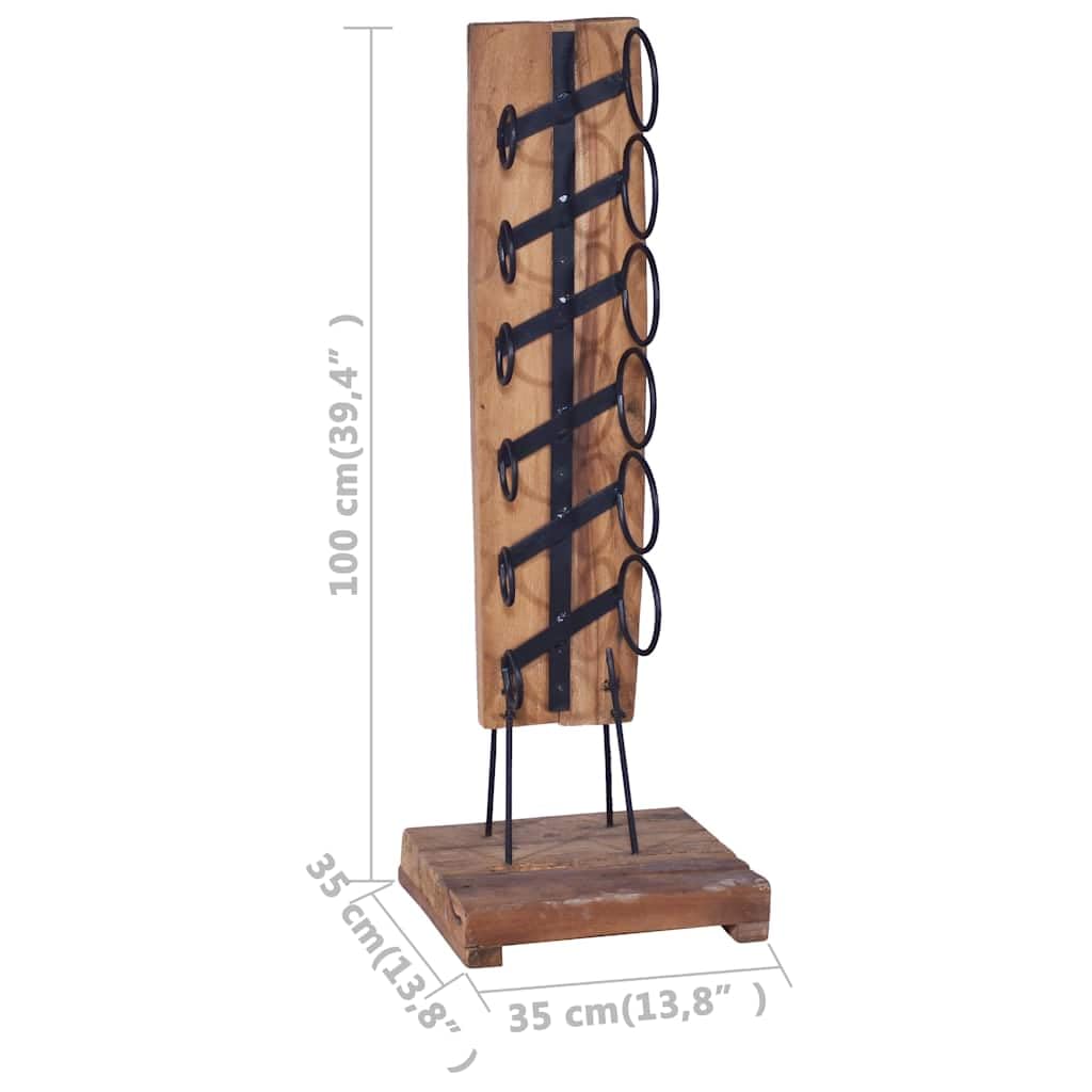 vidaXL Heim & Garten Weinständer Teak 6 Flaschen 35x35x100 cm