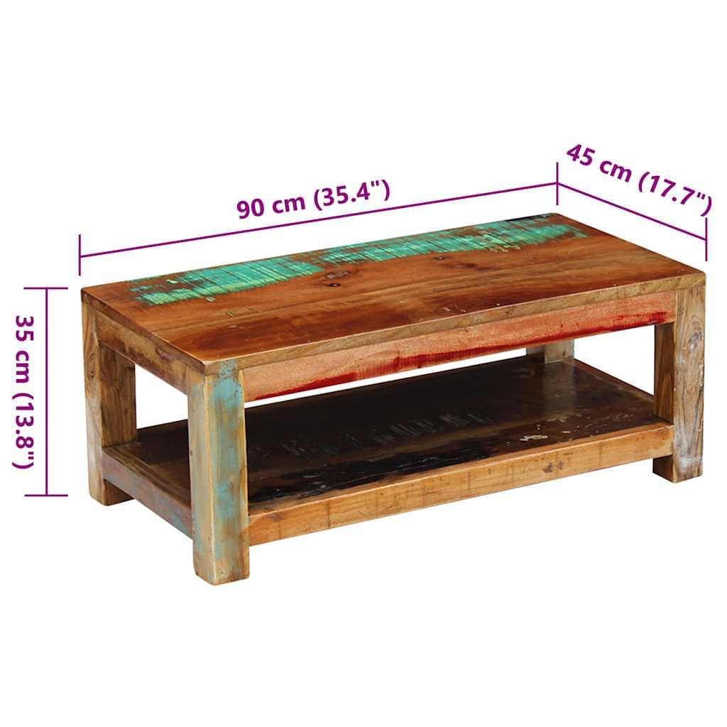 vidaXL Möbel Couchtisch Altholz Massiv 90x45x35 cm