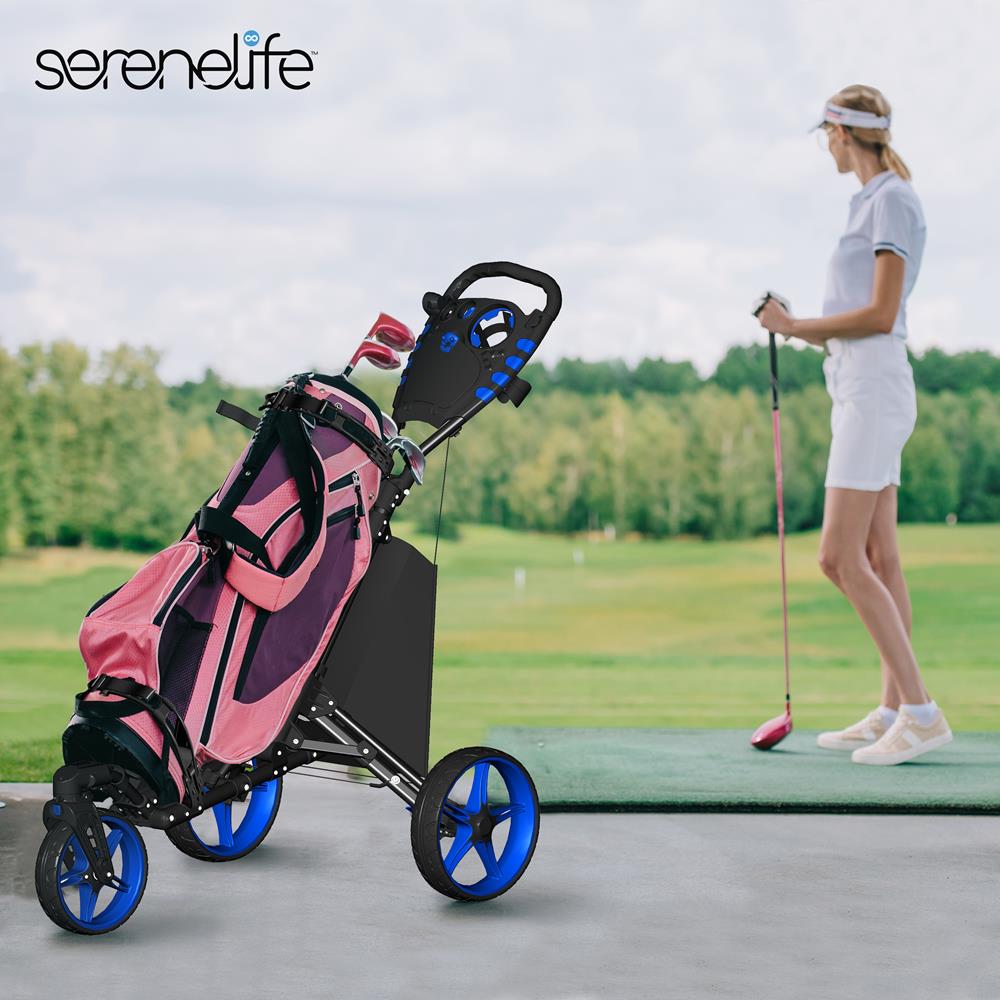 Serenelife Camping SLGZ48 Golf Trolley 3-Rad Alu faltbar
