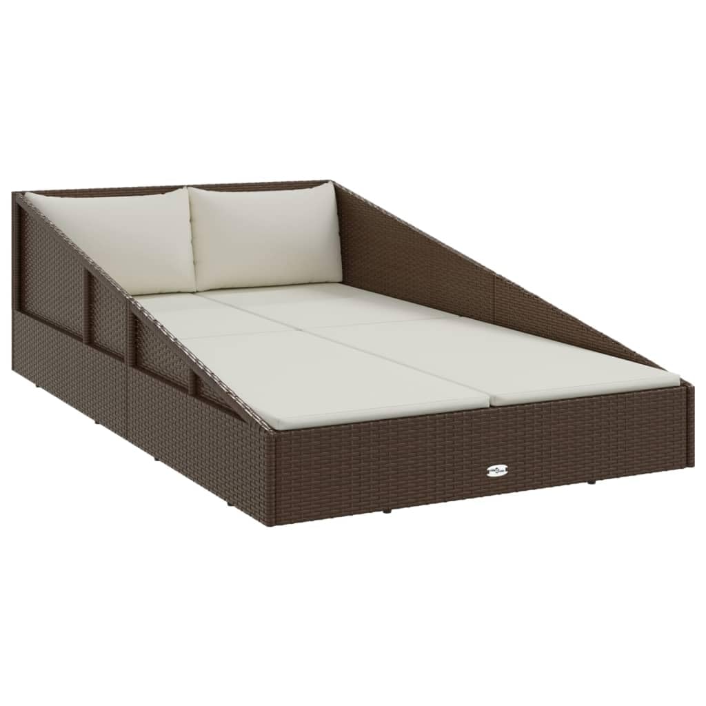 vidaXL Gartenbett Braun 110x200 cm Poly Rattan 2-Personen