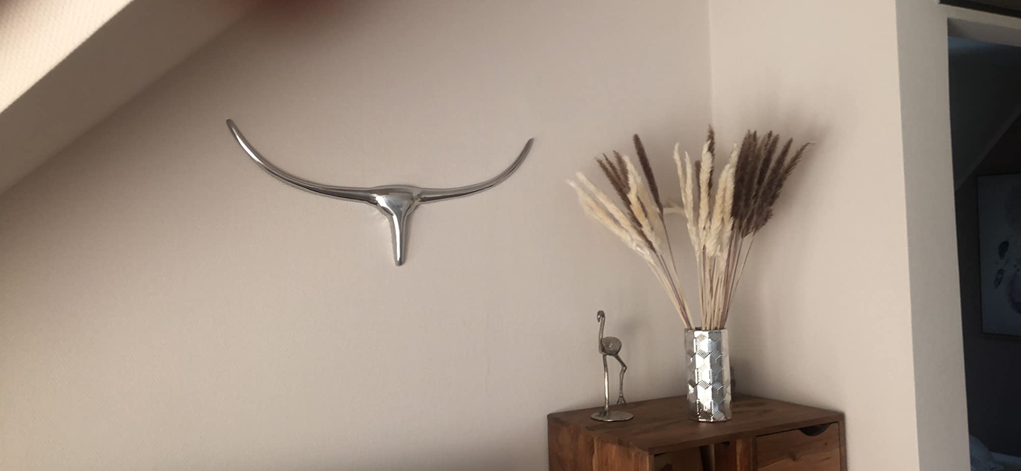 vidaXL Stierkopf Dekofigur Aluminium Silber 72 cm