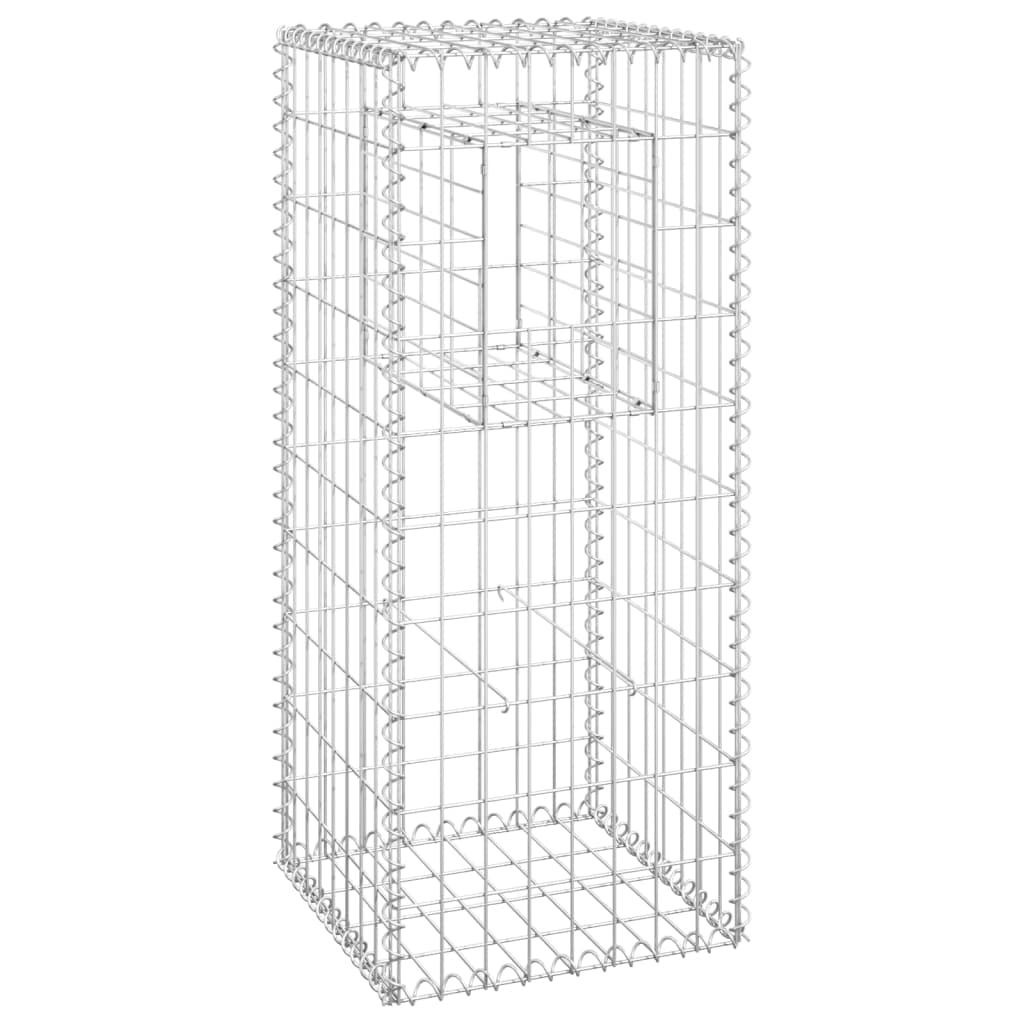 vidaXL Gabionensäule Steinkorb 40x40x100cm Eisen Silber