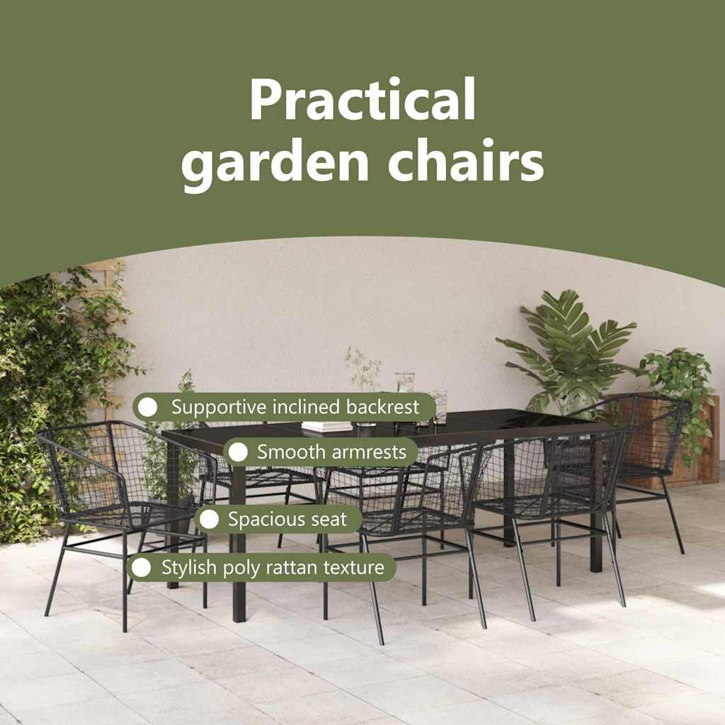 vidaXL Garten Essgruppe Schwarz Poly-Rattan 7 Stk.