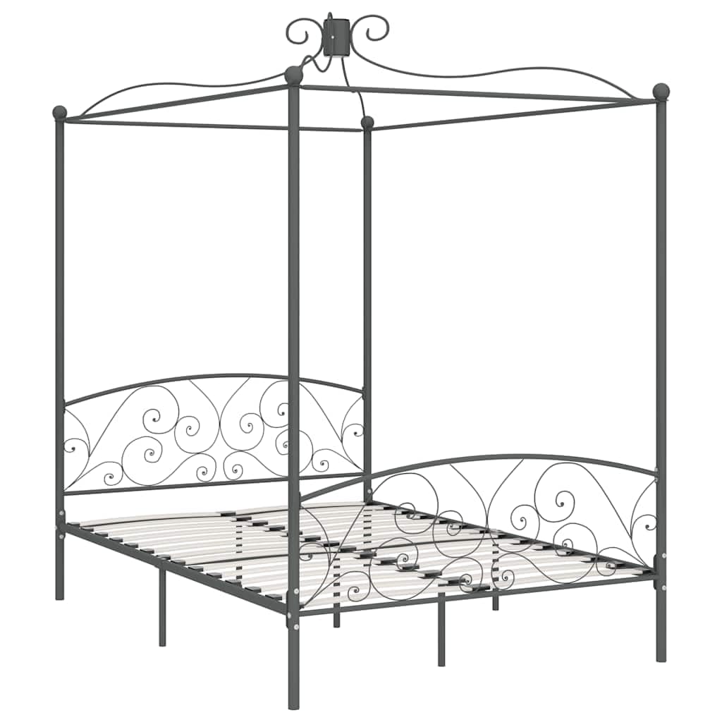 vidaXL Möbel Himmelbett 140x200 cm Metall Grau Lattenrost