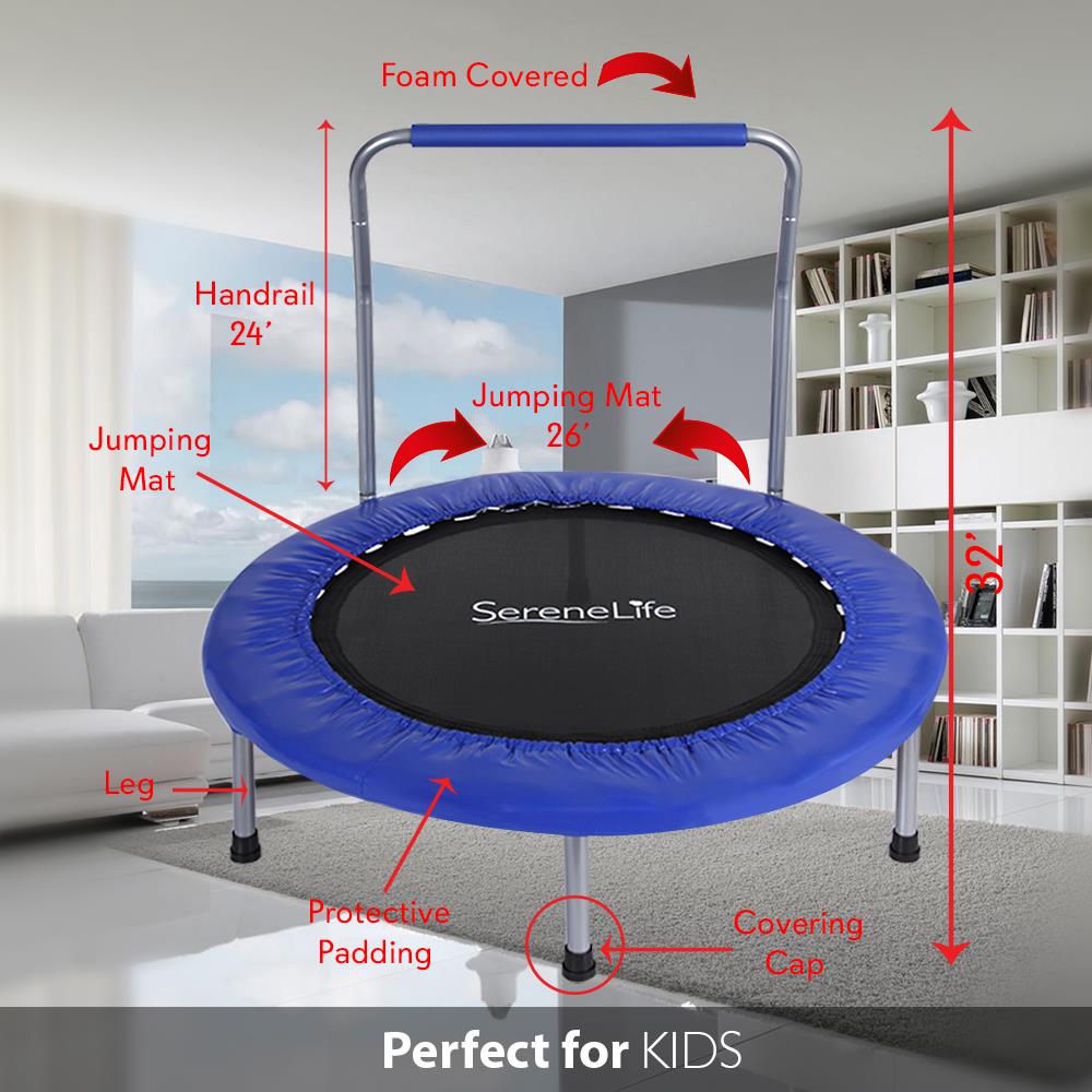Serenelife Fitness Trampolin Kinder 91 cm Dunkelblau klappbar