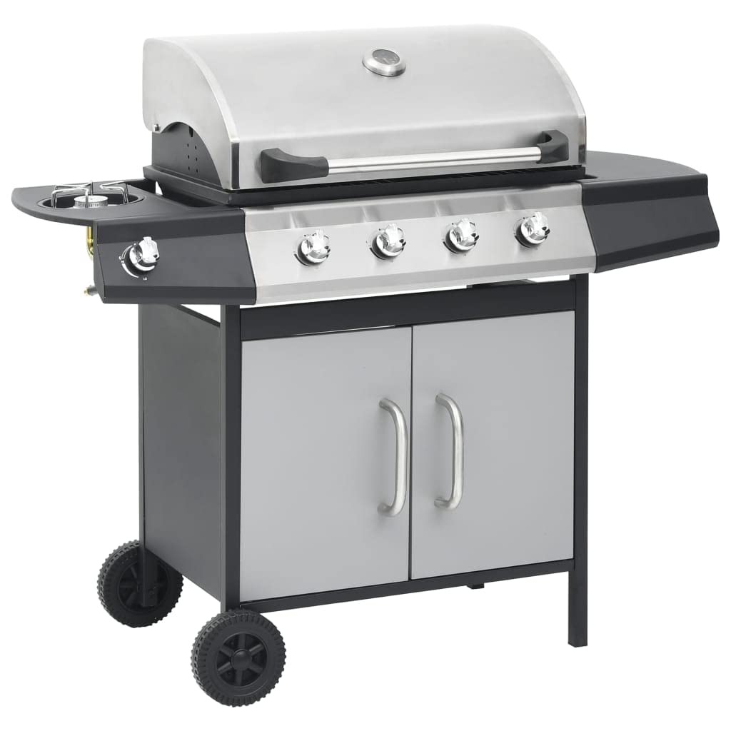 vidaXL Gasgrill 4+1 Flammen Grill Schwarz Edelstahl