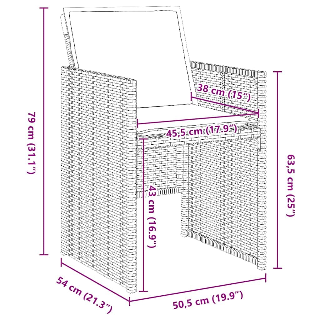 vidaXL Heim & Garten Essgruppe 9-tlg Schwarz Poly-Rattan 200cm