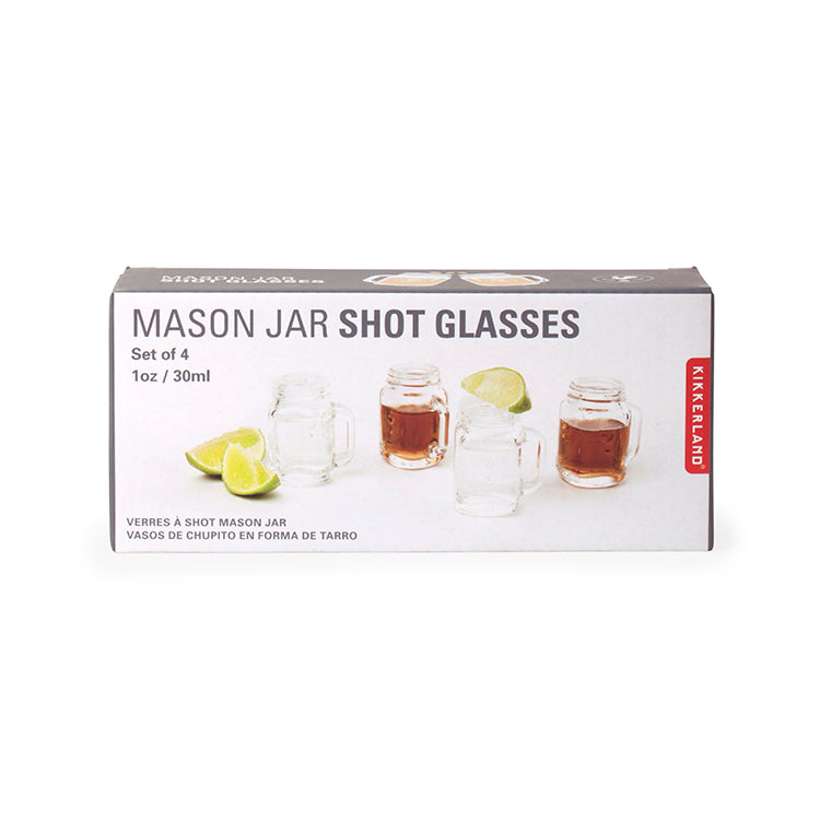 Kikkerland Kitchen Mason Jar Shotgläser 4er Glas 30 ml