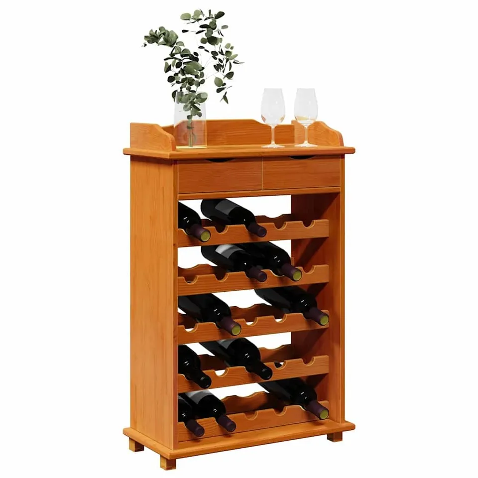 vidaXL Möbel Weinregal Braun Massiv Kiefernholz 58x28x90 cm