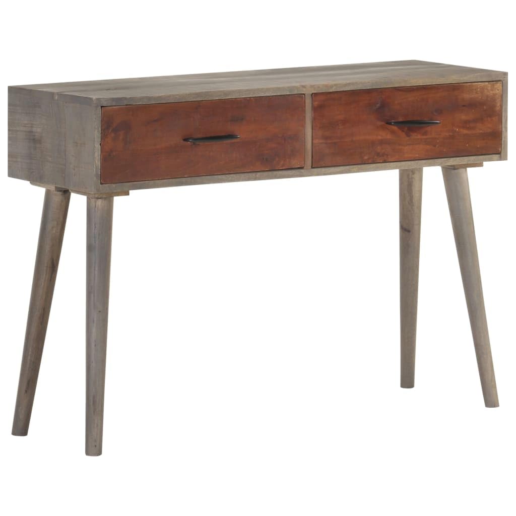 vidaXL Möbel Konsolentisch Mangoholz grau 110x35x75cm 2 Schubladen