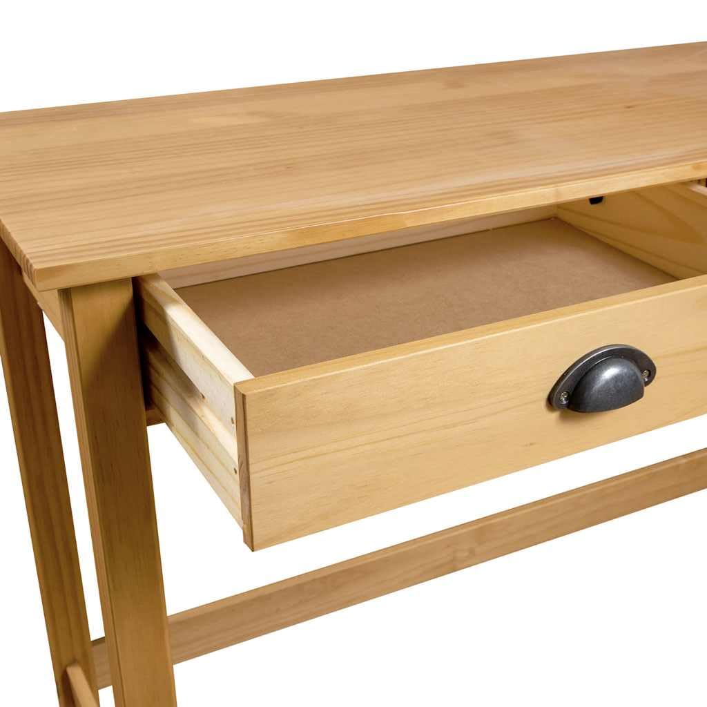 vidaXL Konsolentisch Kiefer massiv 110x45 cm Braun 2 Schubladen