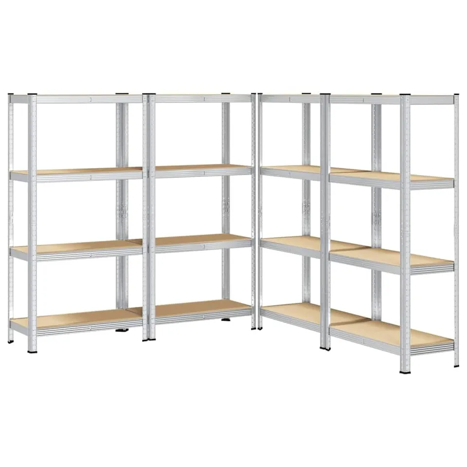 vidaXL Lagerregale 4 Stk. Silber 4 Böden Schwerlast