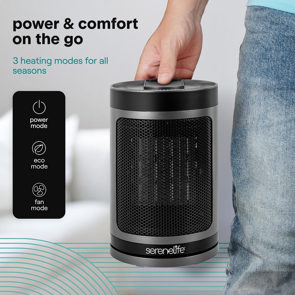 Serenelife Heater Keramik Heizlüfter 1500W Grau Thermostat