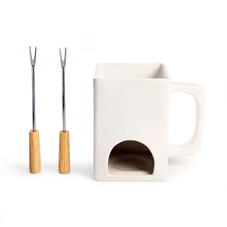 Kikkerland Kitchen Fondue for Two Fondue-Set Keramik 2 Gabeln