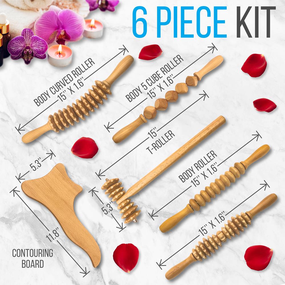 Serenelife Massage 5tlg Holz Massage Set Natur