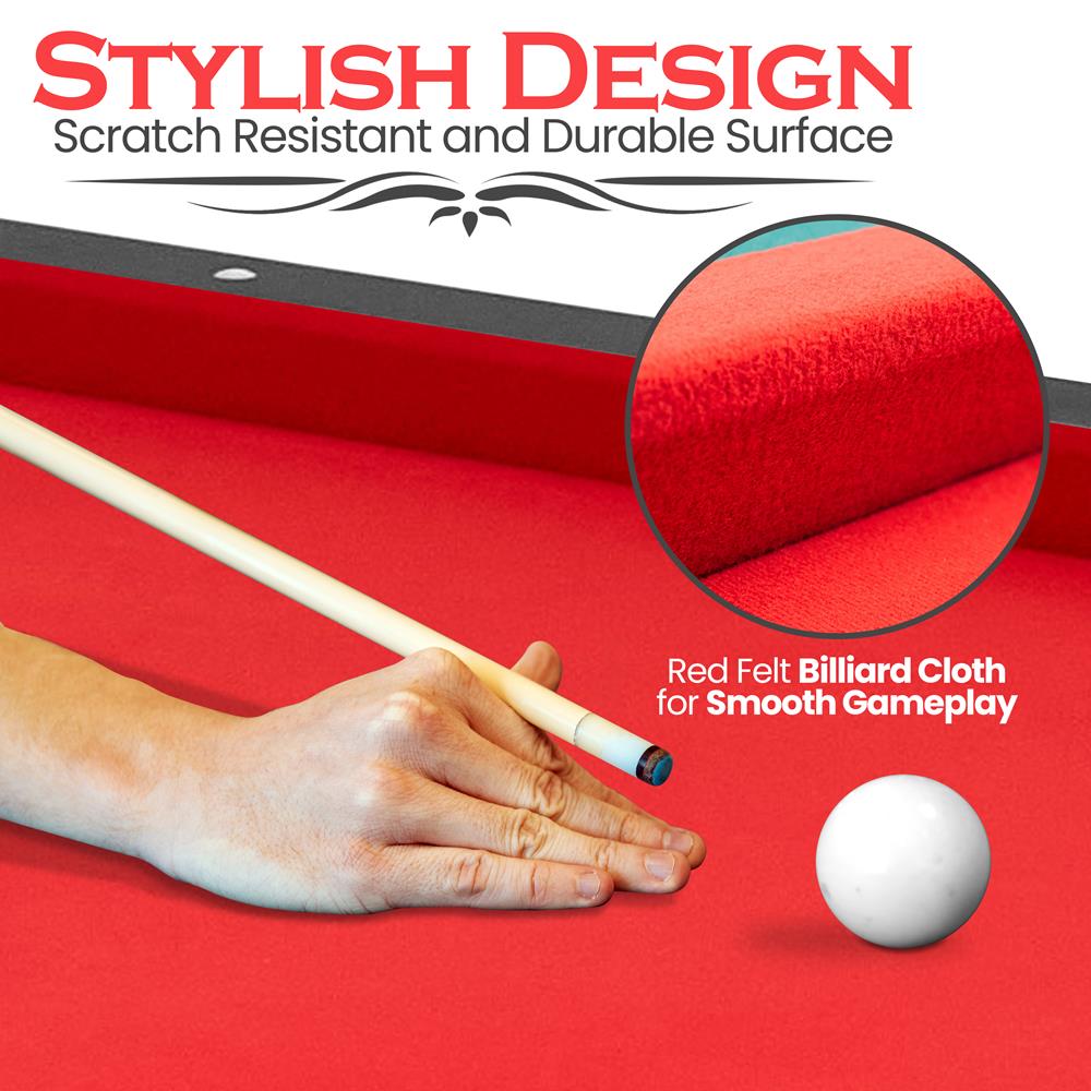 Serenelife Game Tables Billardtisch 6FT Rot Klappbar Komplettset