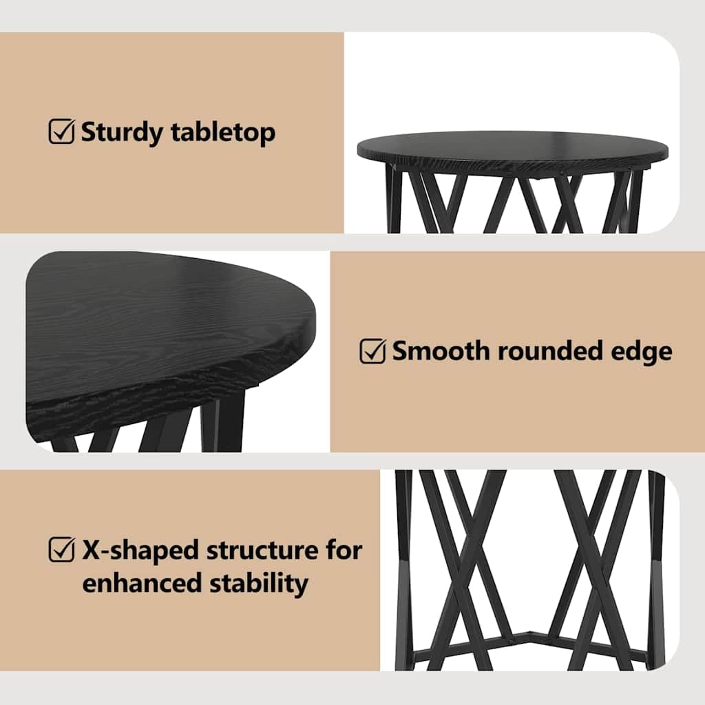 vidaXL Möbel Beistelltisch 2 Stk Schwarze Eiche 50cm