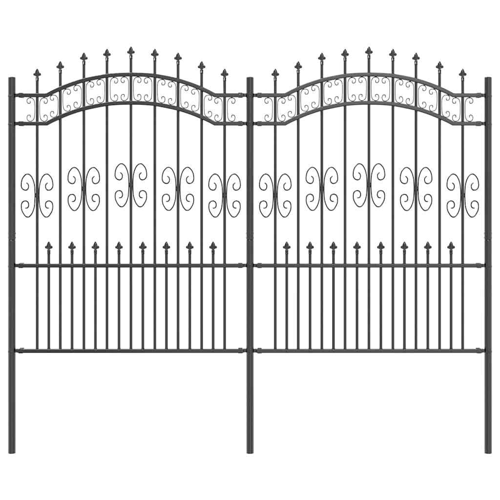 vidaXL Gartenzaun KAMPEN Schwarz 240 cm Stahlzaun