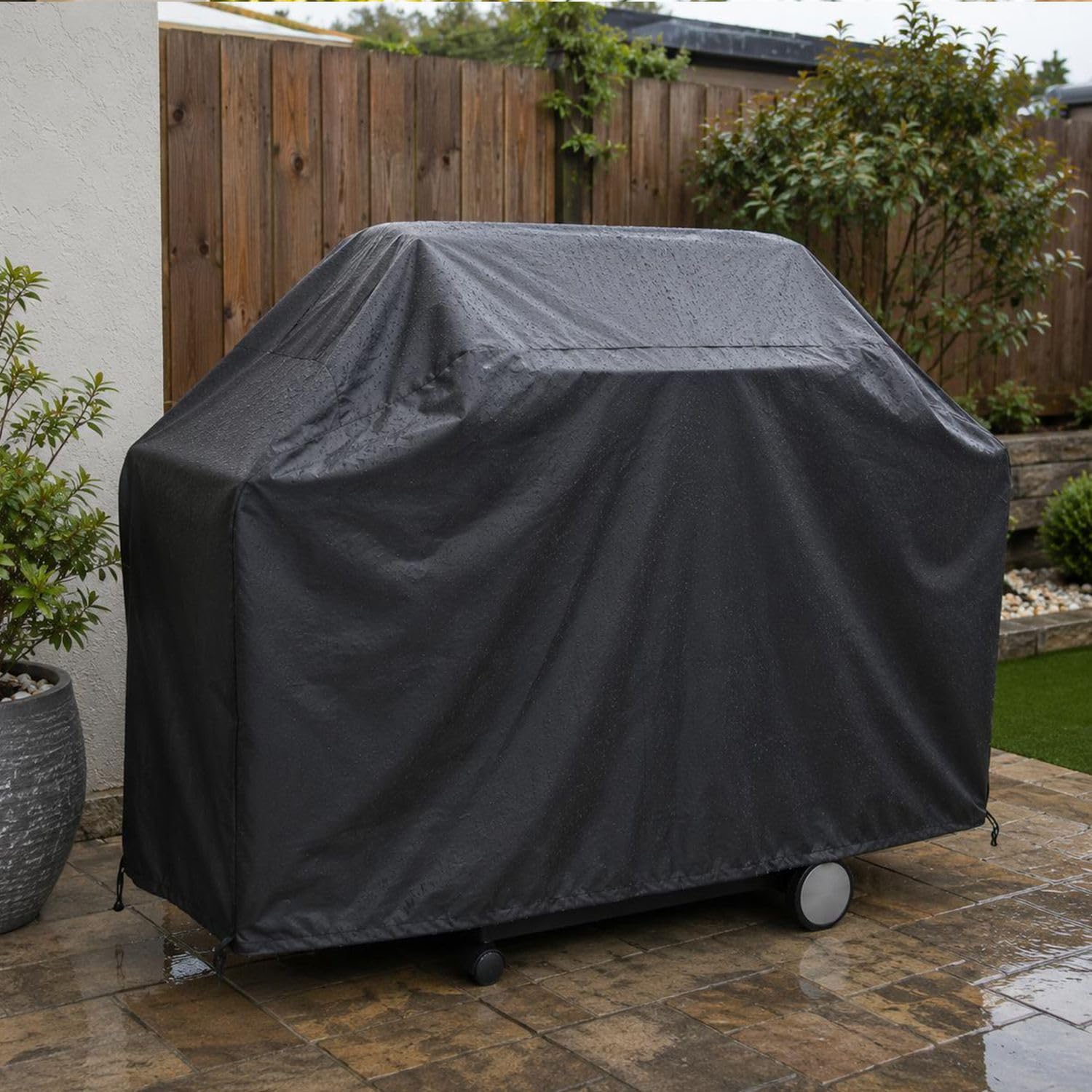 Intirilife Grillabdeckung Schwarz 144x61x130cm wasserdicht