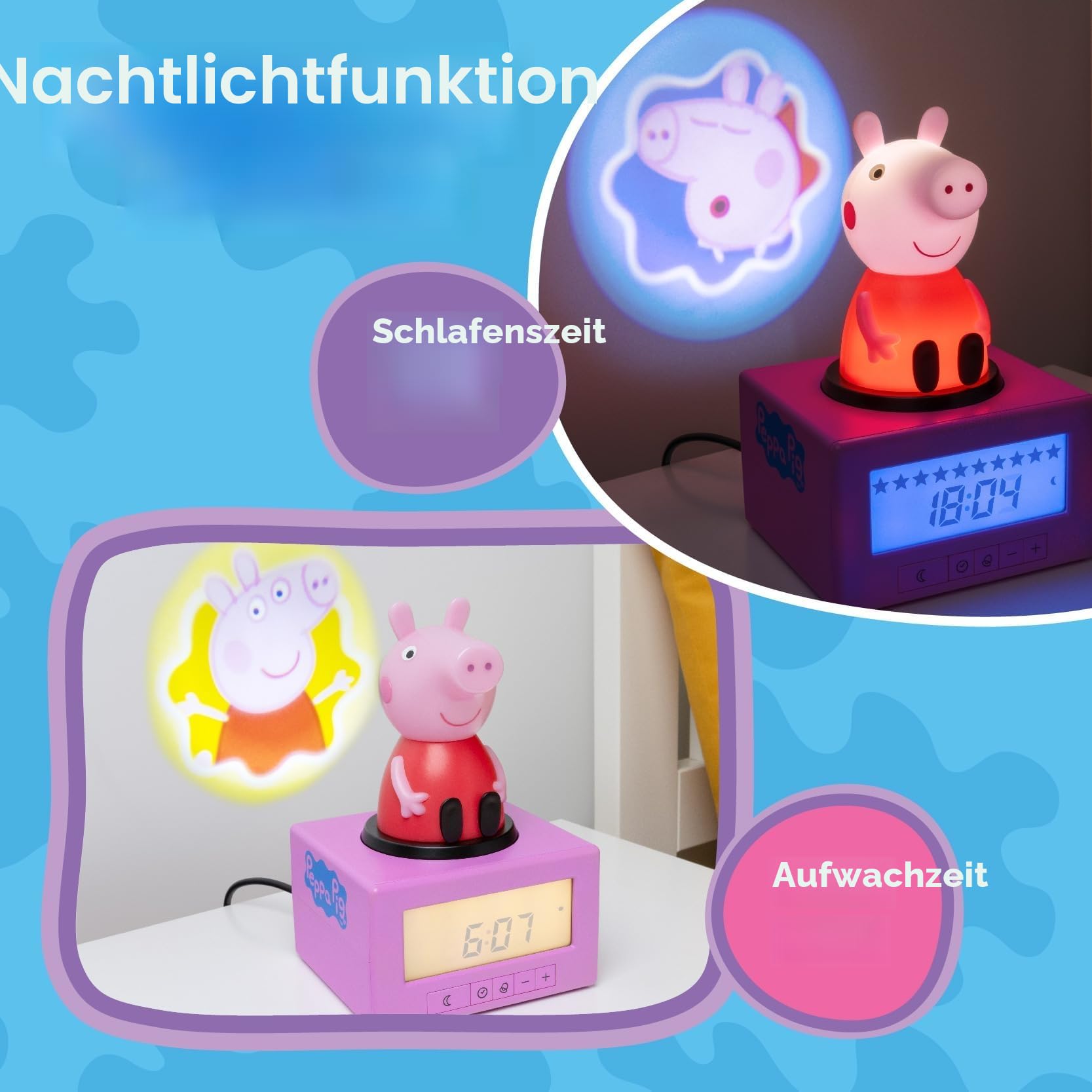 Paladone Homeware Peppa Pig Schlaftrainingswecker Cartoon USB