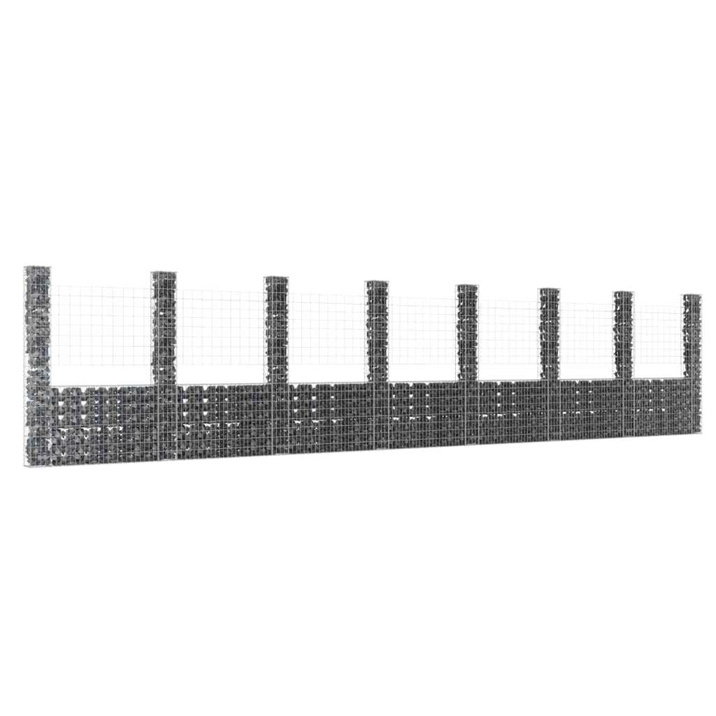 vidaXL Gabionenkorb U-Form 860x20x200 cm Eisen Steinkorb