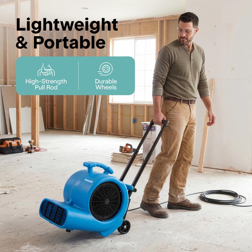 Serenelife Portable AC Air Mover Gebläse Schwarz 4000 CFM