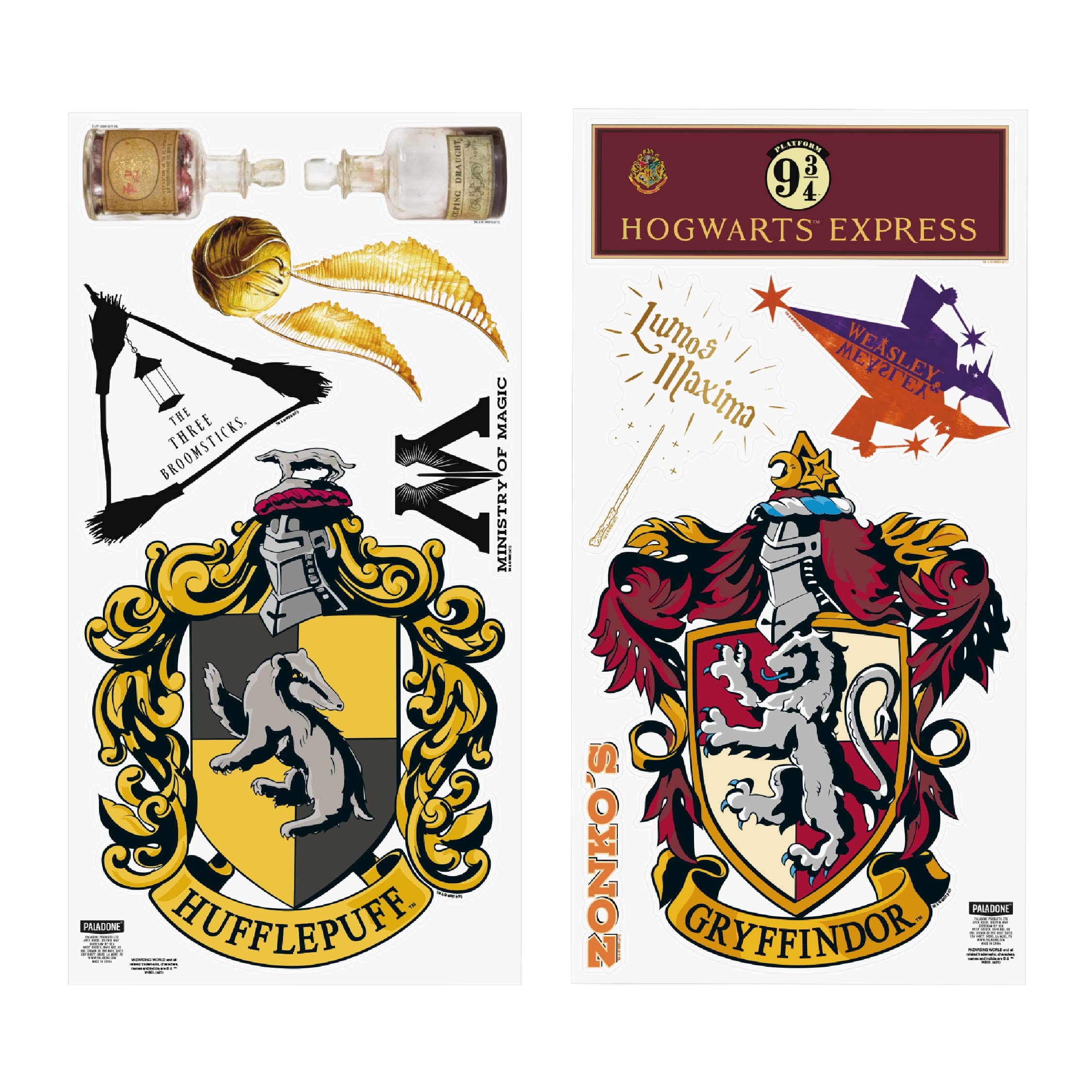 Paladone Harry Potter Wandsticker Set 20 Sticker wasserfest Metallic