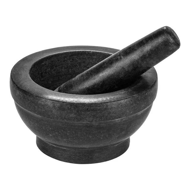 Intirilife Mörser mit Stößel Granit 16 cm Naturstein