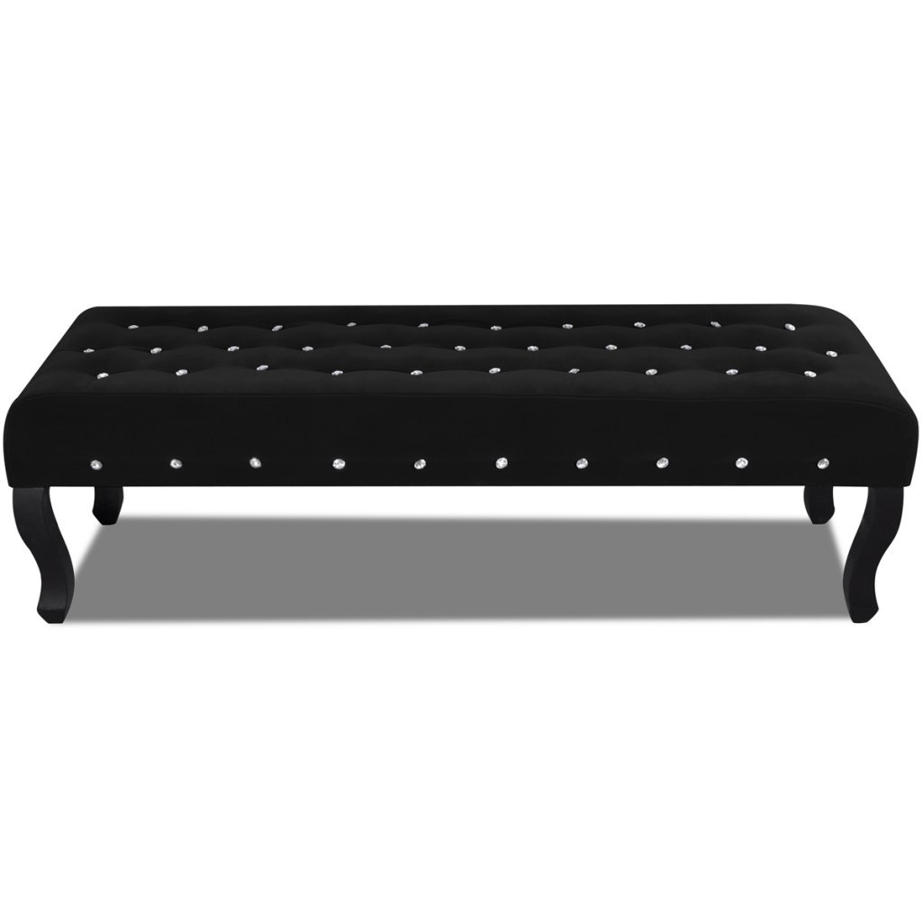 vidaXL Sitzbank Schwarz Samt 157 cm Kristallknöpfe