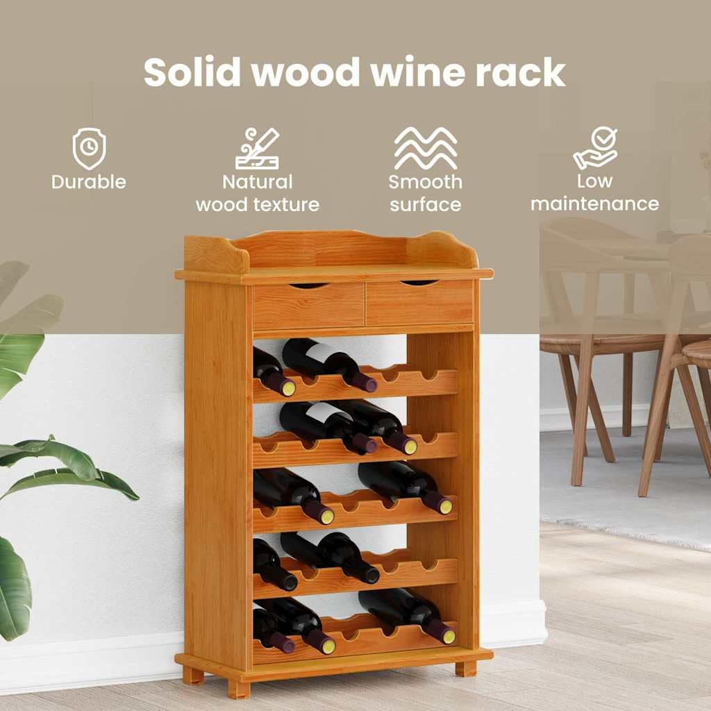 vidaXL Möbel Weinregal Braun Massiv Kiefernholz 58x28x90 cm